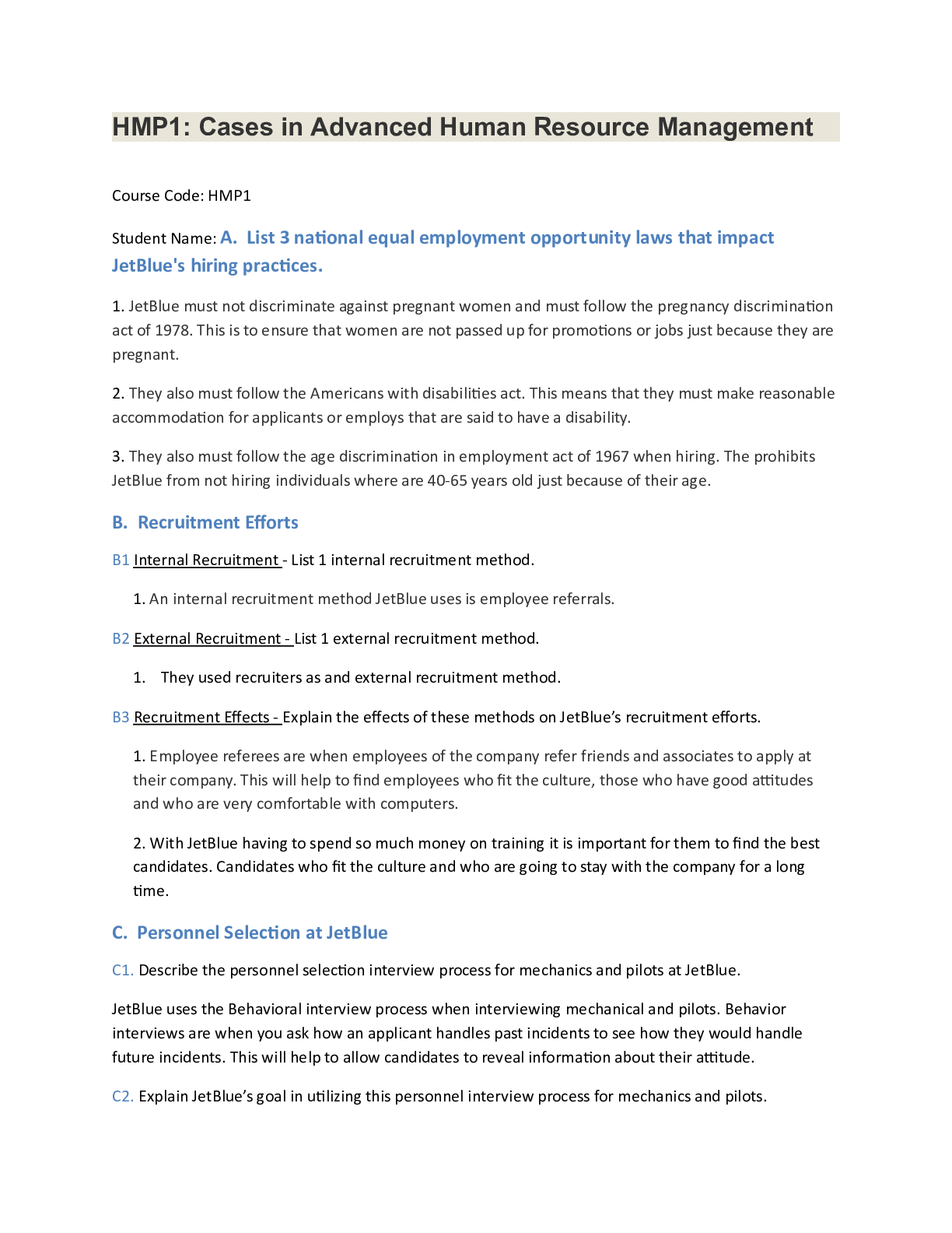 Preview image of HMP1 case study.abbey.docx  HMP1: Cases in Advanced Human Resource Management  Course Code document